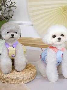 PETSIN 狗狗服装、猫咪服装、动物裙装、宠物春夏新品系列、幼犬连衣裙、公主风百搭连衣裙、条纹印花、小型动物服装、清凉防晒霜 - 彩色 - 查看 9