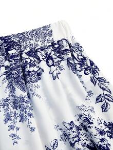 GlowEve 女士印花A字裙，优雅百搭，适合度假、日常穿着和通勤。 - 藏蓝色 - 查看 4