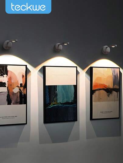 Teckwe Rechargeable Indoor Wall Light Led Motion Sensor Spotlight 3 Light Color Brightness Adjustable Picture Mural Light For Hanging Photo Painting Display Showcase Stairs Living Room Gallery,Gifts,Must-Haves For Autumn And Winter Holiday Camping Holiday Essentials Vacation Accessories