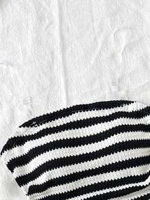 Tween Girls Striped Tube Top Casual Breathable Summer Tank Top Set - Black - View 5