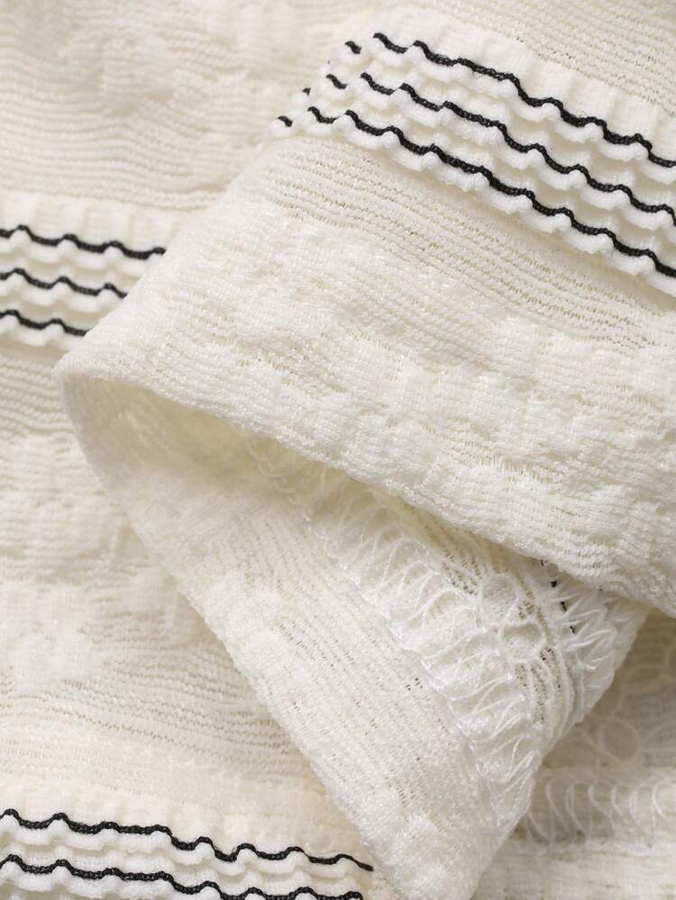 Young Girl Jacquard Bow Decor Camisole Top And Pants Cute Set