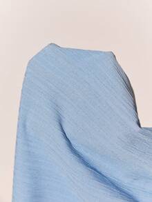 Poéselle 法式蓝纯色泡泡袖露背连衣裙，夏季时尚 - 藍色 - 查看 9