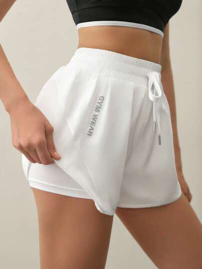 With My Calm Casual Versatile Letter Print Sports Shorts