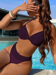 Swim SXY 带钢圈的聚拢型比基尼泳衣，适合海滩和度假 - 紫色 - 查看 1