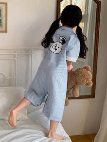 DAZY Young Girl Girls Striped Jumpsuit Loungewear - Blue - View 1