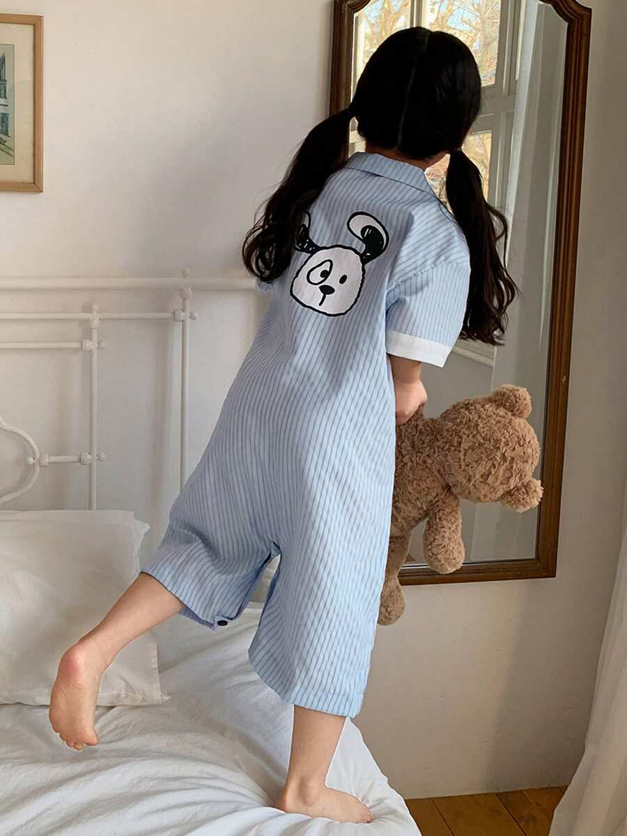 DAZY Young Girl Girls Striped Jumpsuit Loungewear - Blue - View 1