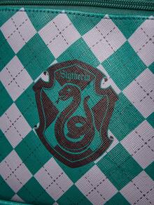 HARRY POTTER X SHEIN Green And White Plaid Cartoon Snake English Alphabet Pattern Large Capacity Bag, Suitable For Daily Use - Multicolor - View 3