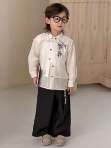 Dazy Kids 男童休闲纹理面料前扣时尚绅士西装 - 白色 - 查看 3