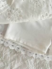 Loomiva 2件組幼兒女嬰白色洋裝套裝，夏季優雅蕾絲花卉刺繡無袖上衣與裙褲短褲，生日正式休閒百搭女嬰裝 - 白色 - 查看 11