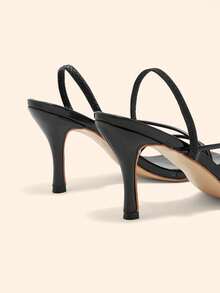 CUCCOO BASICS Ladies Sexy Back Strap Strap Fish Mouth Baring Black Fashion Elastic Strap Strap Summer Women's High Heel Sandals - Black - View 5