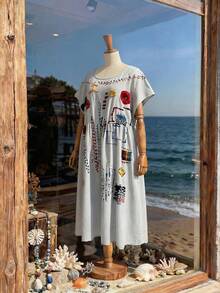 Rusticease Robe de vacances décontractée à imprimé coloré grande taille - Multicolore - Voir 4