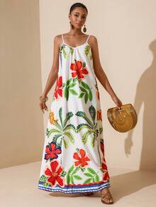 Vesra Women's Floral Print Sleeveless Mid-Length Dress - Multicolor - View 4