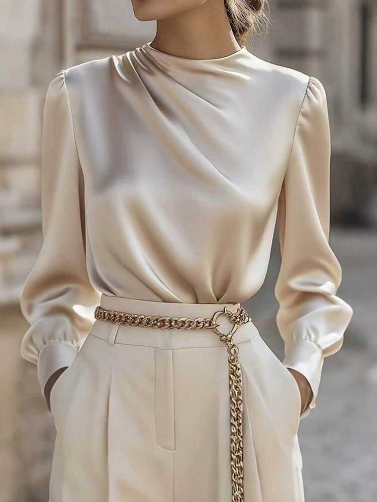 Women's Elegant Satin Blouse, Suitable For Spring/Summer, Decoration, Valentine's Day, Wedding, Party, Formal Occasions