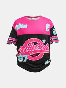 SHEIN 2件套少女“Six Seven”印花针织宽松T恤+打底裤套装，休闲时尚，百搭，适合与姐妹们一起参加派对拍照、公园漫步、露营、度假、日常休闲等场合。 - 黑色 - 查看 5