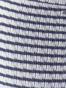 Striped High-Waisted Underwire Bikini Set With Swim Bag, Perfect For Vacations And The 4th Of July, For Summer Outfits And Beach Days - Navy Blue - View 9