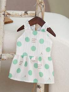 PETSIN 狗狗服装、猫咪服装、动物裙装、宠物春夏新品系列、幼犬连衣裙、公主风百搭连衣裙、条纹印花、小型动物服装、清凉防晒霜 - 彩色 - 查看 6