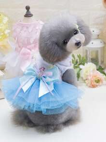 PETSIN 狗狗服装、猫咪服装、动物裙装、宠物春夏新品系列、幼犬连衣裙、公主风百搭连衣裙、条纹印花、小型动物服装、清凉防晒霜 - 彩色 - 查看 5