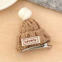 1件创意毛线针织帽发夹，少女甜美刘海夹，多功能前侧碎发发饰 - 彩色 - 查看 16