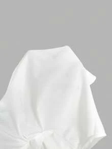 Aloruh Damen asymmetrischer Saum Metall Dekor Pendler Bluse mit Taillierung, Sommer Ein-Träger Top Schulterfrei Oberteil für Frauen Party Weiß Elegante Party Nacht - Weiss - Übersicht 11