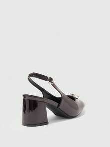 CUCCOO BIZCHIC Women's Rhinestone Buckle Chunky Heel Pumps, Spring/Summer Spring Shoes - Dark coffee - View 9