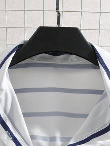 GlowEve 女士休闲条纹衬衫短裤两件套，夏季 - 黑與白 - 查看 6