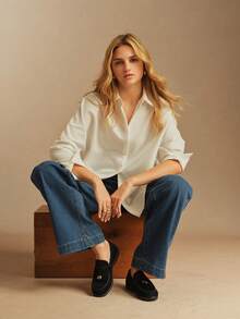 Rosivie 女士休闲平底乐福鞋，简约时尚，适合日常穿着 - 靜夜黑色 - 查看 7