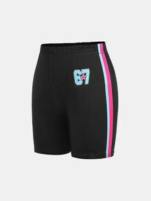 SHEIN 2件套少女“Six Seven”印花针织宽松T恤+打底裤套装，休闲时尚，百搭，适合与姐妹们一起参加派对拍照、公园漫步、露营、度假、日常休闲等场合。 - 黑色 - 查看 10