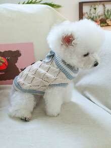 PETSIN 1件宠物毛衣，春秋季镂空针织毛衣，猫狗通用休闲服装 - 彩色 - 查看 6