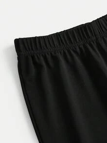 SHEIN 两件套少女休闲蝴蝶结T恤和喇叭裤套装，时尚舒适，适合日常穿着和外出活动。 - 灰色 - 查看 5