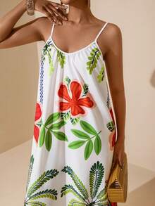 Vesra Women's Floral Print Sleeveless Mid-Length Dress - Multicolor - View 6