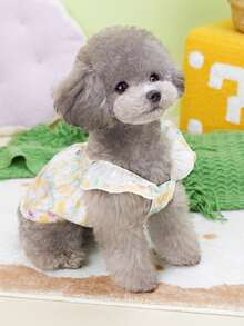 PETSIN 狗狗服装、猫咪服装、动物裙装、宠物春夏新品系列、幼犬连衣裙、公主风百搭连衣裙、条纹印花、小型动物服装、清凉防晒霜 - 彩色 - 查看 9