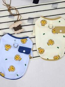 PETSIN 宠物服装、狗狗服装、猫咪连帽衫、休闲背心、春夏新品、小动物印花背心、酷炫休闲装、卡通连帽衫 - 彩色 - 查看 7