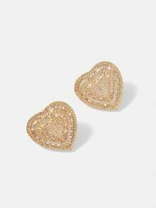 MOTF PREMIUM 全钻爱心耳环 女士轻奢小众设计高端耳钉 气质耳环 - 金色 - 查看 4