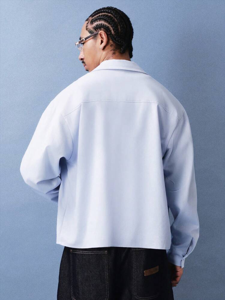 Oversized Linen Button Down Shirt With Point Collar