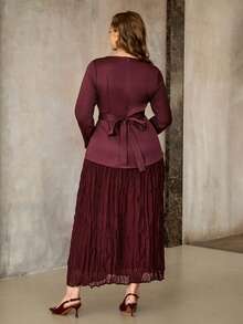 Roveilla Abito lungo elegante con patchwork, adatto per l'ufficio - Bordò - Visualizzare 2