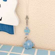 1pc Kawaii 3D Flocked Cat Charm | Girly Phone Strap & Keyring For BFFs - Multicolor - View 5