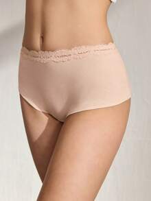 Ocili Leisure Basic White Cotton Lace Low Waist Comfortable Simple Soft 100% Cotton Chic Autumn Casual Sports Women Boyshort Panties - Yellow - View 6