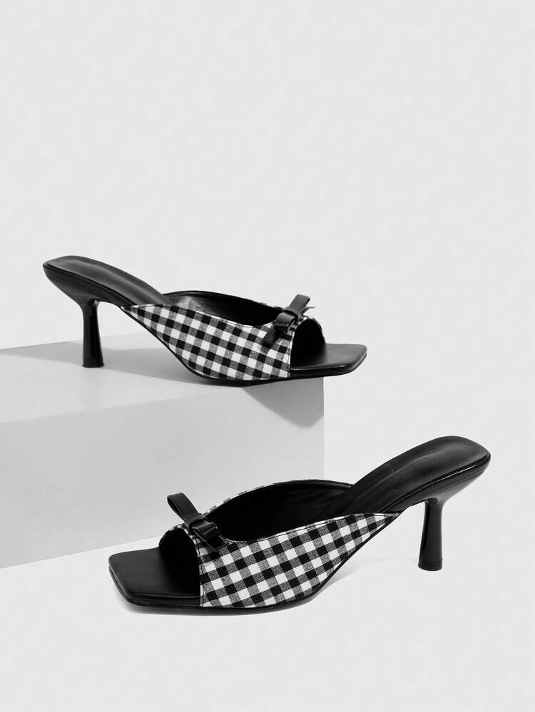 CUCCOO SZL Women's Shiny Satin Square Toe High Heel Sandals With Rhinestone Decor, Fashionable And Elegant For Party Prom Heels