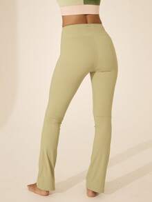 Aralina Leisurewear Active Spring Summer Exercise Vacation Beach Wide Waistband Boot Cut Legging Pant - Green - View 4