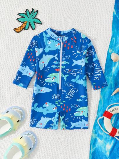 Traje de baño con cremallera para recién nacidos/bebés, conjunto de ropa de playa y vacaciones de verano para niños