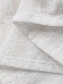 Dazy Plus 两件套优雅撞色蕾丝宽松彼得潘领纹理面料睡衣套装 - 白色 - 查看 7