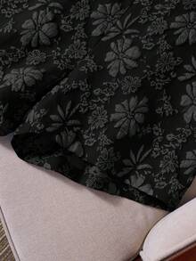 SHEIN LUNE 女士夏季时尚休闲提花短裤 女士夏季短裤 - 黑色 - 查看 3