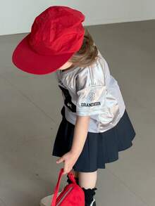 DAZY Baby Girls Printed V-Neck Short Sleeve Top - Grey - View 4