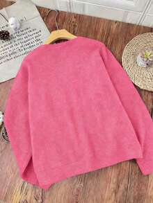 EMERY ROSE Áo nỉ dài tay cổ tròn in hình trái tim, thích hợp cho mùa Thu/Đông. - Hồng - Xem 2