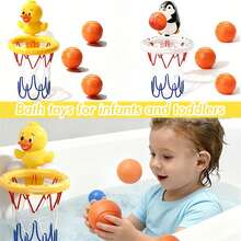 MINKOJA 婴儿洗澡玩具 儿童戏水玩具套装 浴室浴缸吸盘式投篮篮筐配3个球 儿童洗澡玩具 - 彩色 - 查看 1