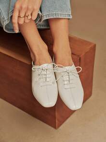 Rosivie French Retro Commuter Soft-Soled Casual Low Vamp Flat-Soled Shoes - Apricot - View 4