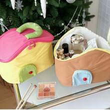 1pc Dopamine Color Block Large Capacity Cosmetic Bag, Portable Travel Handheld Zipper Storage Bag - Multicolor - View 8