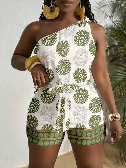 Slaydiva 春夏新款音乐节西部波西米亚风复活节纳什维尔生日毕业学生日常休闲度假邮轮海滩日光浴潮流单肩扭腰收腰纹理面料腰带显瘦白色女式连体裤