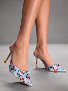 CUCCOO SZL 金色金属质感PU尖头时尚性感魅力夜店高跟鞋 - 藍色印花 - 查看 7