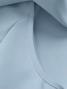 Pariaura 女士冬季法式优雅设计圆领披肩领金属扣腰带修身休闲连体裤 - 淺藍色 - 查看 5